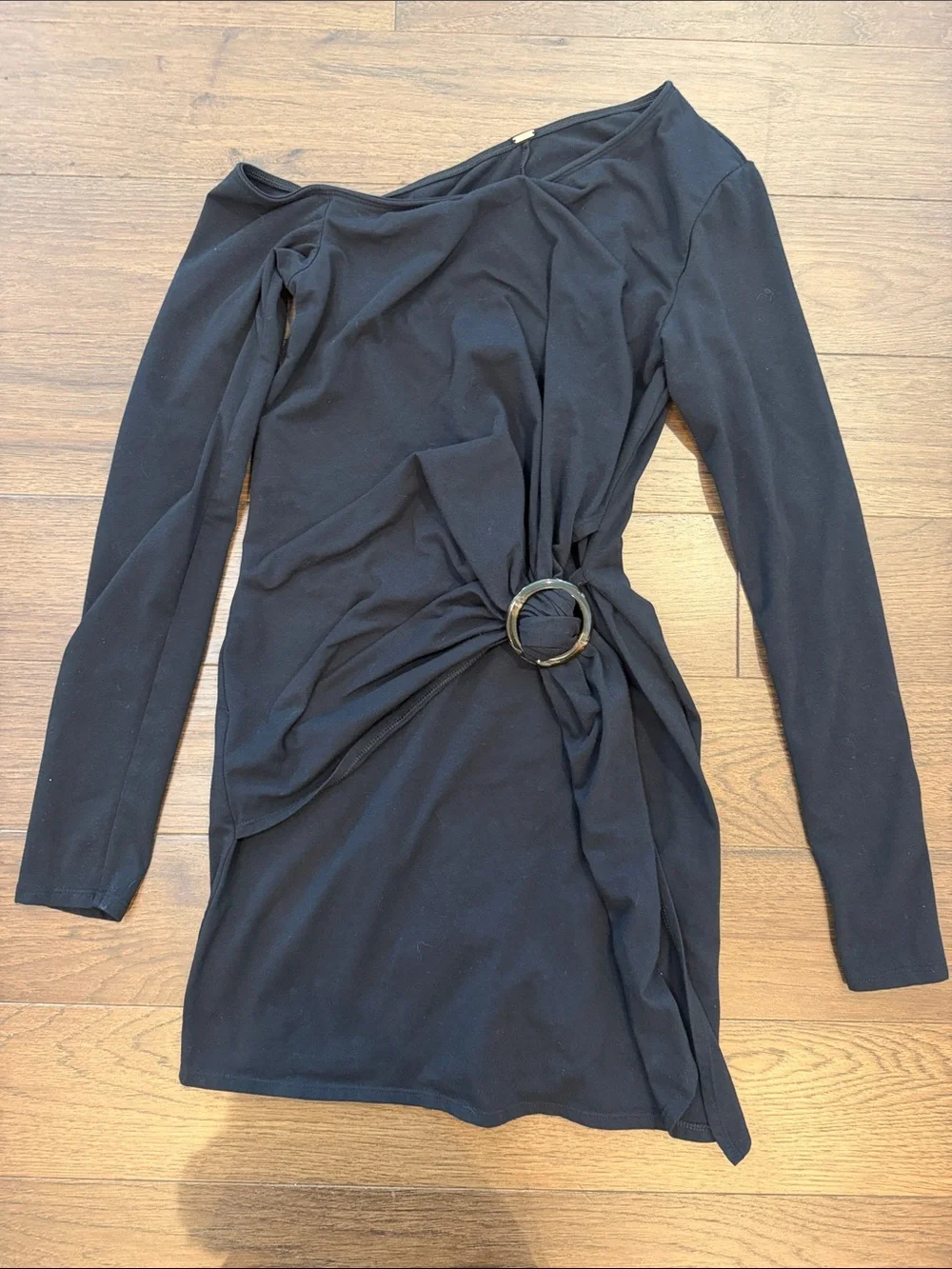 Free People Frankie Off Shoulder Mini Long Sleeve Dress Black Small? - C61-041